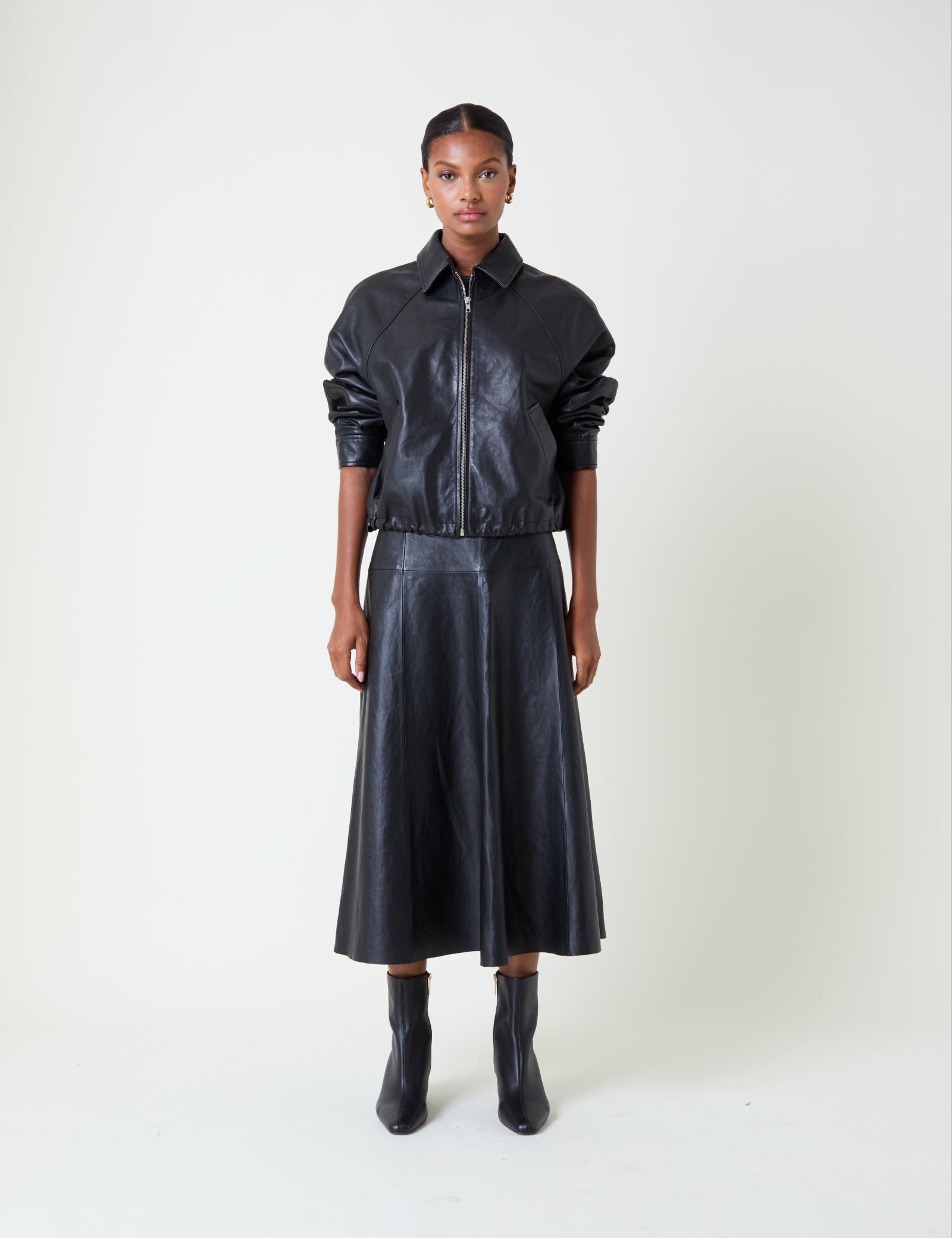 Black Leather Bomber Jacket