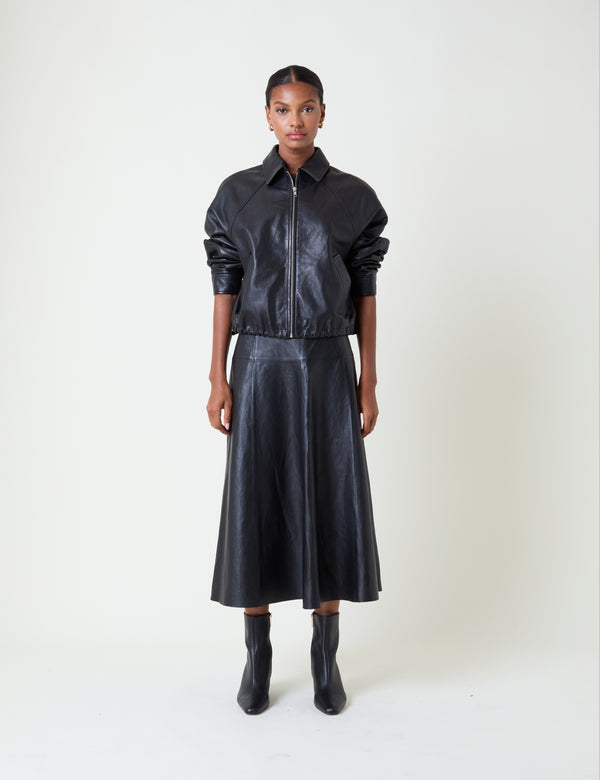 Black Leather Bomber Jacket