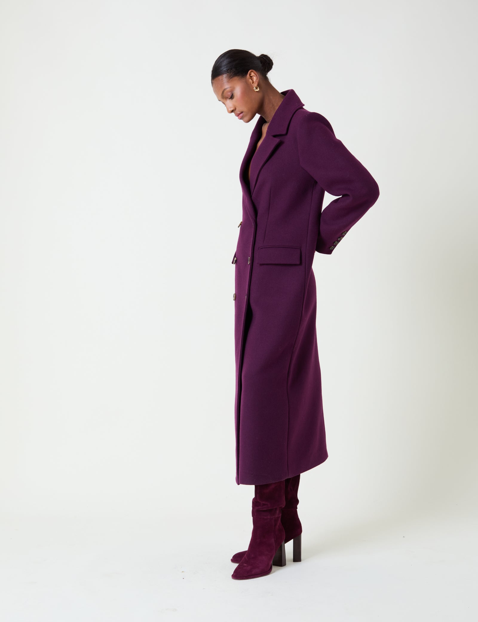 Plum Double Breasted Coat