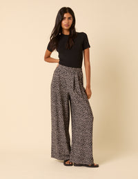 Black Ditsy Floral Wide Leg Zeena Trousers