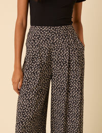 Black Ditsy Floral Wide Leg Zeena Trousers
