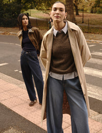 Brown Slash Neck Knitted Jumper