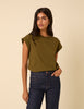 Khaki Green Cap Sleeve T-Shirt