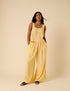 Butter Yellow Linen-Blend Wide Leg Jerrow Trousers