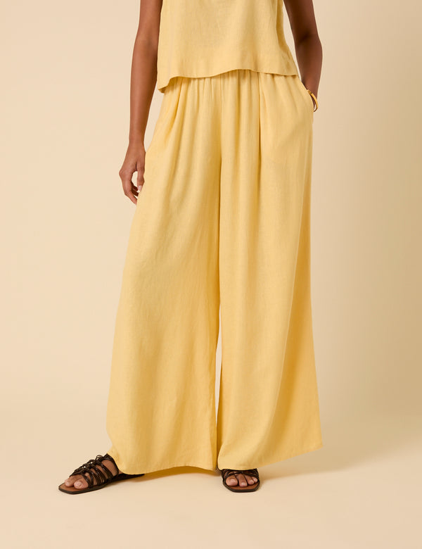 Butter Yellow Linen-blend Jerrow Trousers