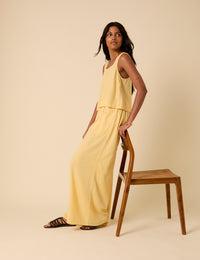 Butter Yellow Linen-blend Jerrow Trousers