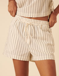 Cream Pinstripe Shorts