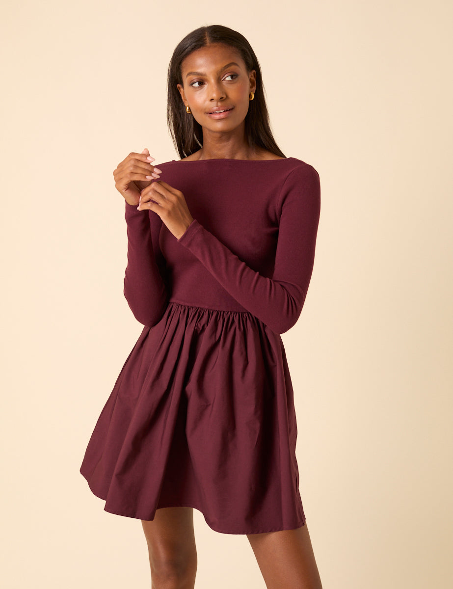 Purple Scoop Neck A-Line Mini Dress Purple Scoop Neck A-Line Mini Dress