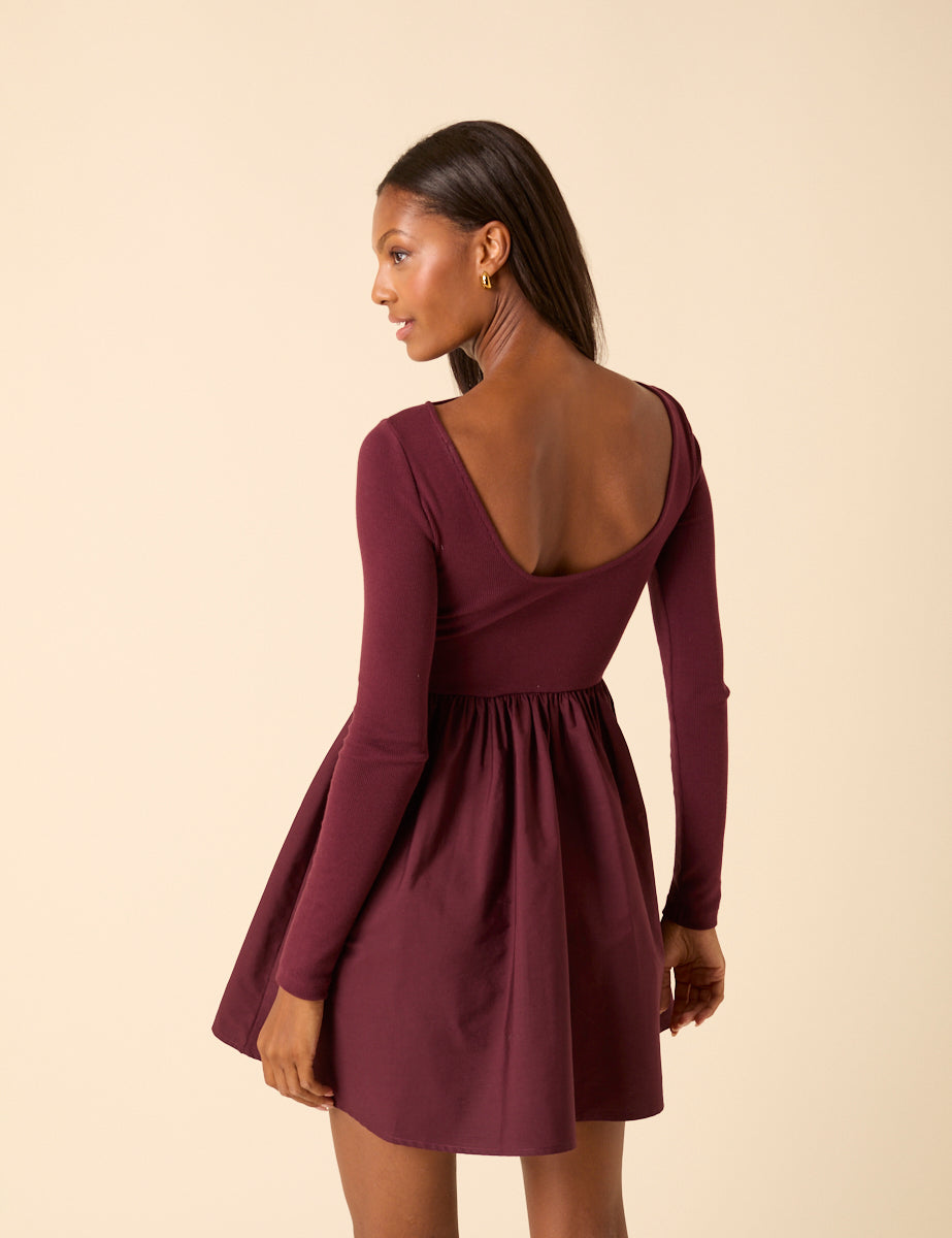 Purple Scoop Neck A-Line Mini Dress