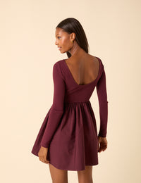 Purple Scoop Neck A-Line Mini Dress