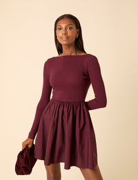 Purple Scoop Neck A-Line Mini Dress