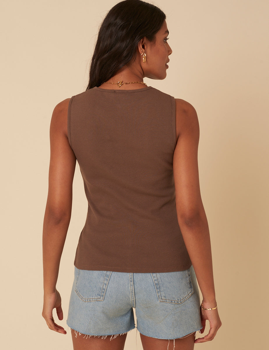 Brown Ribbed Waistcoat Top