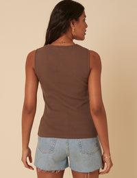Brown Ribbed Waistcoat Top