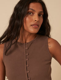 Brown Ribbed Waistcoat Top