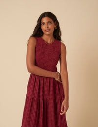 Red Sleeveless Tiered Charlie Midi Dress