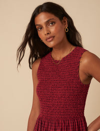 Red Sleeveless Tiered Charlie Midi Dress