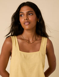 Butter Yellow Linen-blend Swing Top