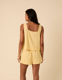 Butter Yellow Linen-blend Swing Top
