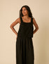 Black Linen-blend Swing Top