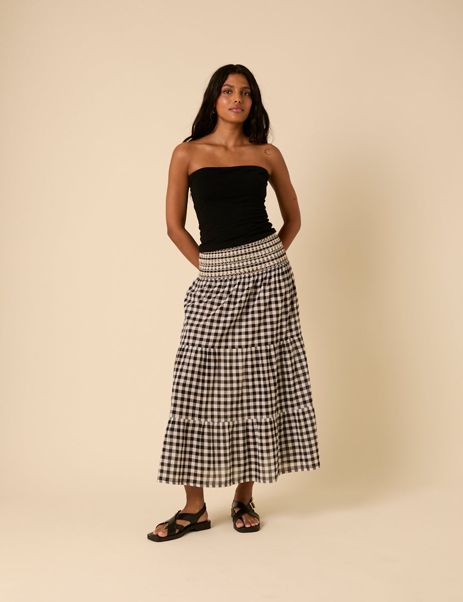 Black Gingham Midi Skirt Black Gingham Midi Skirt