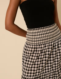 Black Gingham Midi Skirt