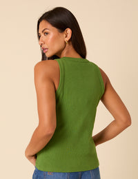 Green Ribbed Racer Vest