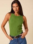 Green Ribbed Racer Vest