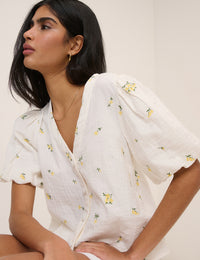 White Ditsy Floral Brooke Top