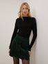 Forest Green Cord Scallop Trim Mini Skirt