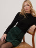 Green Cord Scallop Trim Mini Skirt