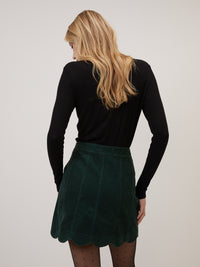 Green Cord Scallop Trim Mini Skirt