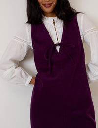 Purple Cord Nila Pinafore Mini Dress