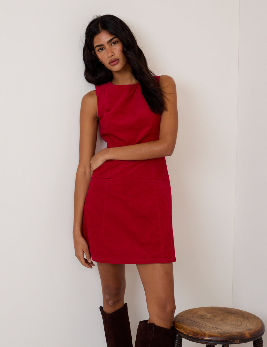 Red Cord Boston Sleeveless Mini Dress Red Cord Boston Sleeveless Mini Dress