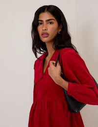 Red Cord Collar Cassis Mini Dress