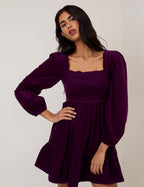 Purple Velvet Elsa Mini Dress
