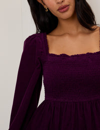 Purple Velvet Elsa Mini Dress