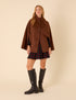 Brown Funnel Neck Cape Jacket