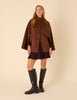Brown Funnel Neck Cape Jacket