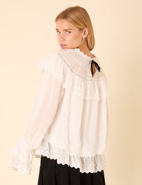 White Ruffle Blouse