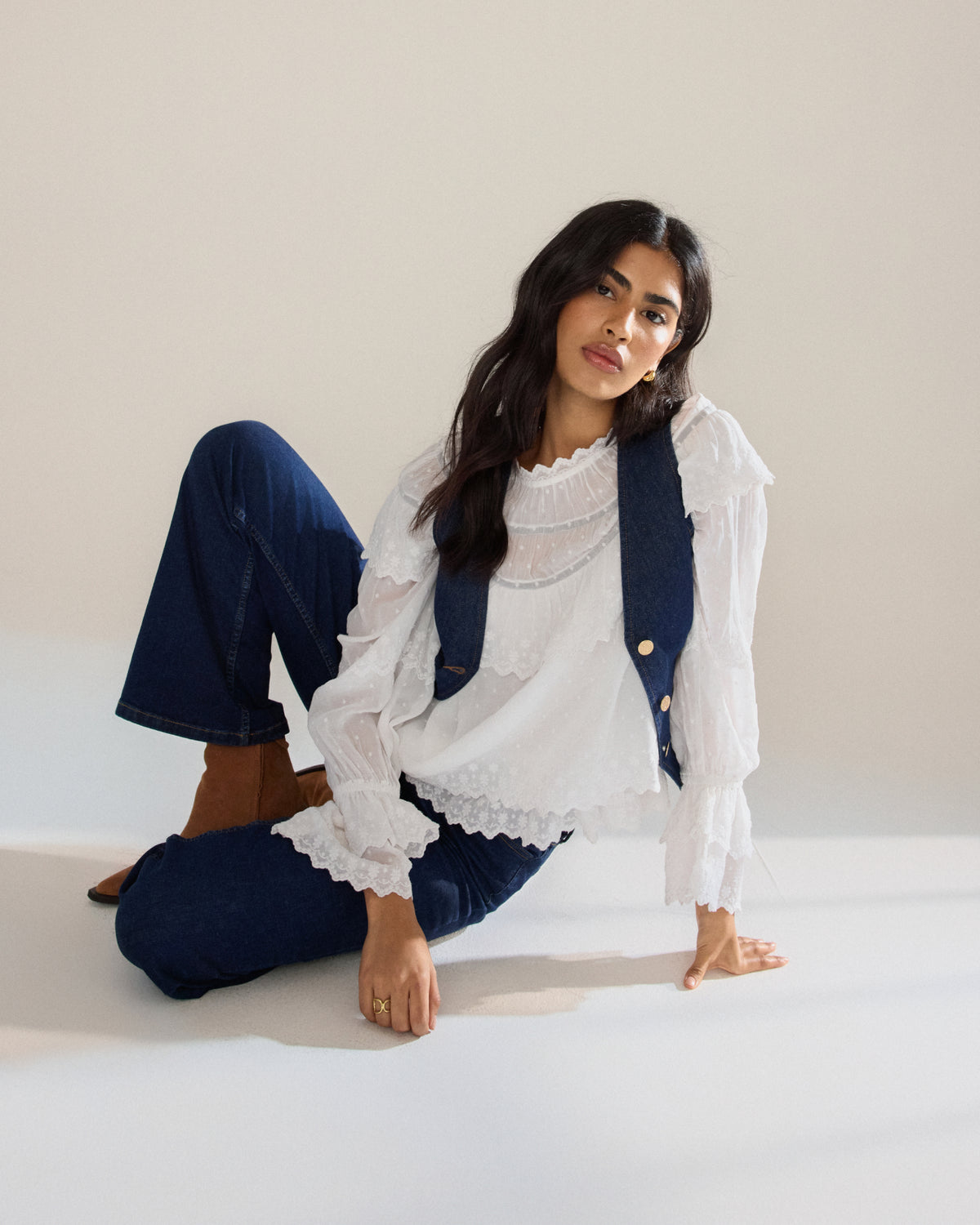 White Ruffle Blouse