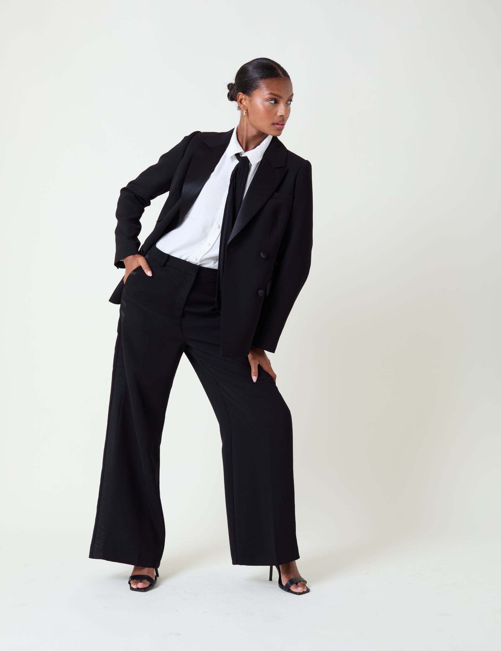 Black Tuxedo Wide Leg Suit Trousers Black Tuxedo Wide Leg Suit Trousers