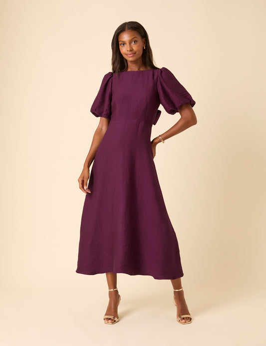 puff sleeve fall dress Petal and Pup Women's Annette Puff Sleeve Shirred Midi Dress main image 1