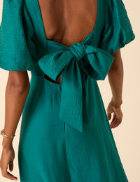 Green Puff Sleeve Zola Midi Dress