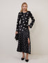 Black Polka Dot Asymmetrical Drop Alaia Midi Dress