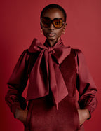 NC x Lisou Burgundy Tie Neck Long Sleeve Blouse