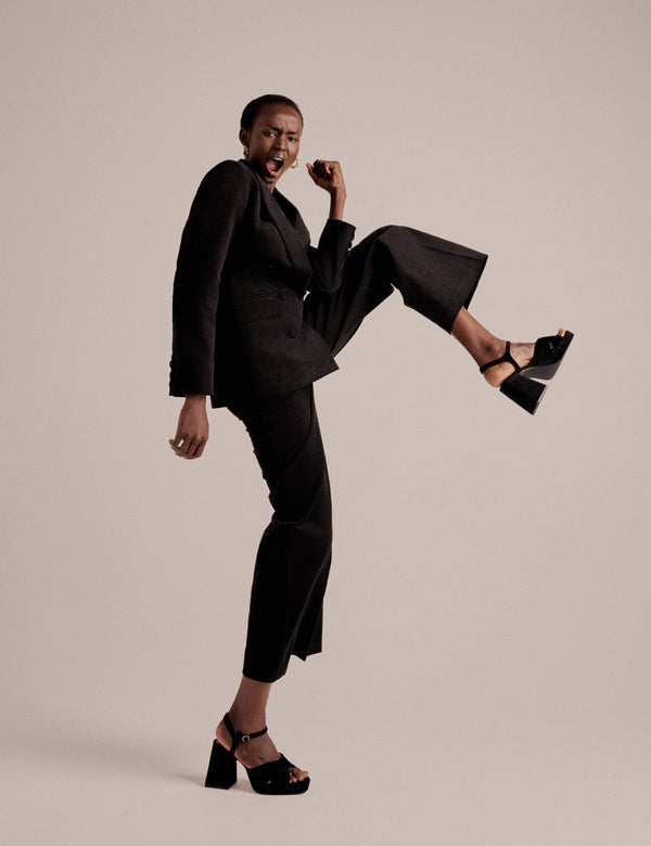 NC x Lisou Black Cord Double Breasted Tailored Blazer