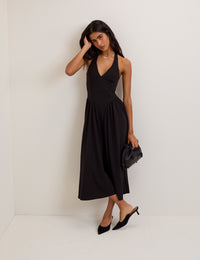 Black Halter Neck Amie Midi Dress