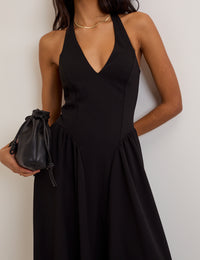 Black Halter Neck Amie Midi Dress