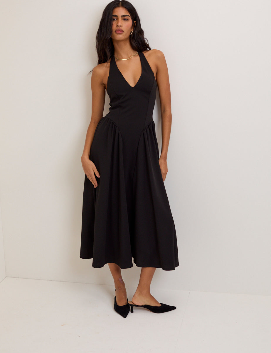Black Halterneck Amie Midi Dress Black Halterneck Amie Midi Dress