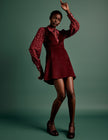 NC x Lisou Burgundy Wool Blend Pinafore Dress